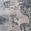 Tesatura din bumbac - denim cu design exotic, Gri antracit - imagine 5