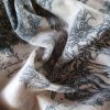 Tesatura din bumbac - denim cu design exotic, Gri antracit - imagine 3