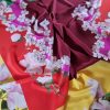 Tesatura din matase naturala crepe de chine  - tip panou cu design floral  , Multicolor - imagine 10