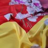 Tesatura din matase naturala crepe de chine  - tip panou cu design floral  , Multicolor - imagine 2