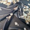 Voal din matase naturala cu design floral, Negru/Galben - imagine 3