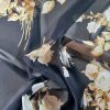 Voal din matase naturala cu design floral, Negru/Galben - imagine 6