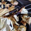 Tesatura tip douchesse cu matase naturala satinata, panou cu design floral, Negru/Galben - imagine 3