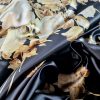 Tesatura tip douchesse cu matase naturala satinata, panou cu design floral, Negru/Galben - imagine 5