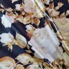 Tesatura tip douchesse cu matase naturala satinata, panou cu design floral, Negru/Galben - imagine 2