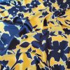 Tesatura crepe de chine din matase naturala - design Floral schitat , Negru/Galben - imagine 2