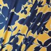 Tesatura crepe de chine din matase naturala - design Floral schitat , Negru/Galben - imagine 6