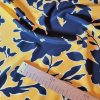 Tesatura crepe de chine din matase naturala - design Floral schitat , Negru/Galben - imagine 3