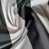 Tesatura tafta - tip  mikado cu design liniar, Gri, Negru - imagine 3