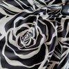 Tesatura tip tafta - twill cu design floral, Ivoire/Negru - imagine 8