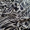 Tesatura tip tafta - twill cu design floral, Ivoire/Negru