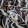 Tesatura tip tafta - twill cu design floral, Ivoire/Negru - imagine 4