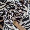 Tesatura tip tafta - twill cu design floral, Ivoire/Negru - imagine 3