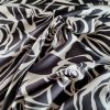 Tesatura tip tafta - twill cu design floral, Ivoire/Negru - imagine 2