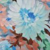 Tesatura din in imprimat cu design floral, Bleu/Turcoaz - imagine 8