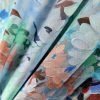 Tesatura din in imprimat cu design floral, Bleu/Turcoaz - imagine 7