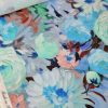 Tesatura din in imprimat cu design floral, Bleu/Turcoaz - imagine 5