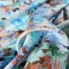 Tesatura din in imprimat cu design floral, Bleu/Turcoaz - imagine 4