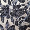 Tesatura cu paiete glossy brodate pe tulle elastic - design floral, Bleumarin - imagine 5