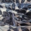Tesatura cu paiete glossy brodate pe tulle elastic - design floral, Bleumarin - imagine 4