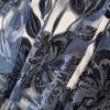 Tesatura cu paiete glossy brodate pe tulle elastic - design floral, Bleumarin - imagine 3