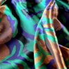 Tesatura jacquard - design exotic, cameleone Verde/Albastru/Mustar - imagine 5