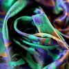 Tesatura jacquard - design exotic, cameleone Verde/Albastru/Mustar - imagine 3