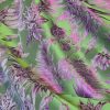 Tesatura jacquard double face  - design exotic, Cyclamen/Verde