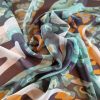 Voal fin din matase naturala - design abstract, Multicolor - Nuanțe de verde