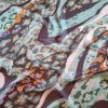 Voal fin din matase naturala - design abstract, Multicolor - Nuanțe de verde - imagine 6