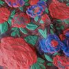 Tesatura plină  - Brocart cu design floral reliefat , Rosu/Albastru/Verde - imagine 8