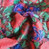 Tesatura plină  - Brocart cu design floral reliefat , Rosu/Albastru/Verde