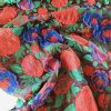 Tesatura plină  - Brocart cu design floral reliefat , Rosu/Albastru/Verde - imagine 6