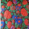 Tesatura plină  - Brocart cu design floral reliefat , Rosu/Albastru/Verde - imagine 2