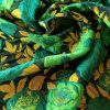 Tesatura plină  - Brocart cu design floral reliefat , Verde/Galben mustar - imagine 8