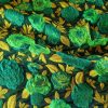 Tesatura plină  - Brocart cu design floral reliefat , Verde/Galben mustar