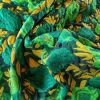 Tesatura plină  - Brocart cu design floral reliefat , Verde/Galben mustar - imagine 3