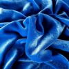 Tesatura de catifea din fibre naturale  - design uni, Albastru cobalt