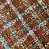 Stofă din fibre naturale - design fantezie - carouri, Maro/Turcoaz/Cyclamen - imagine 5