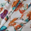 Tesatura din lână cu matase naturala imprimata - design floral,  Roșcat/Ivoire/Verde - imagine 8