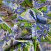 Tesatura plină din lână cu matase naturala imprimata - design floral,  Albastru/Verde/Ivoire