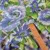 Tesatura plină din lână cu matase naturala imprimata - design floral,  Albastru/Verde/Ivoire - imagine 5