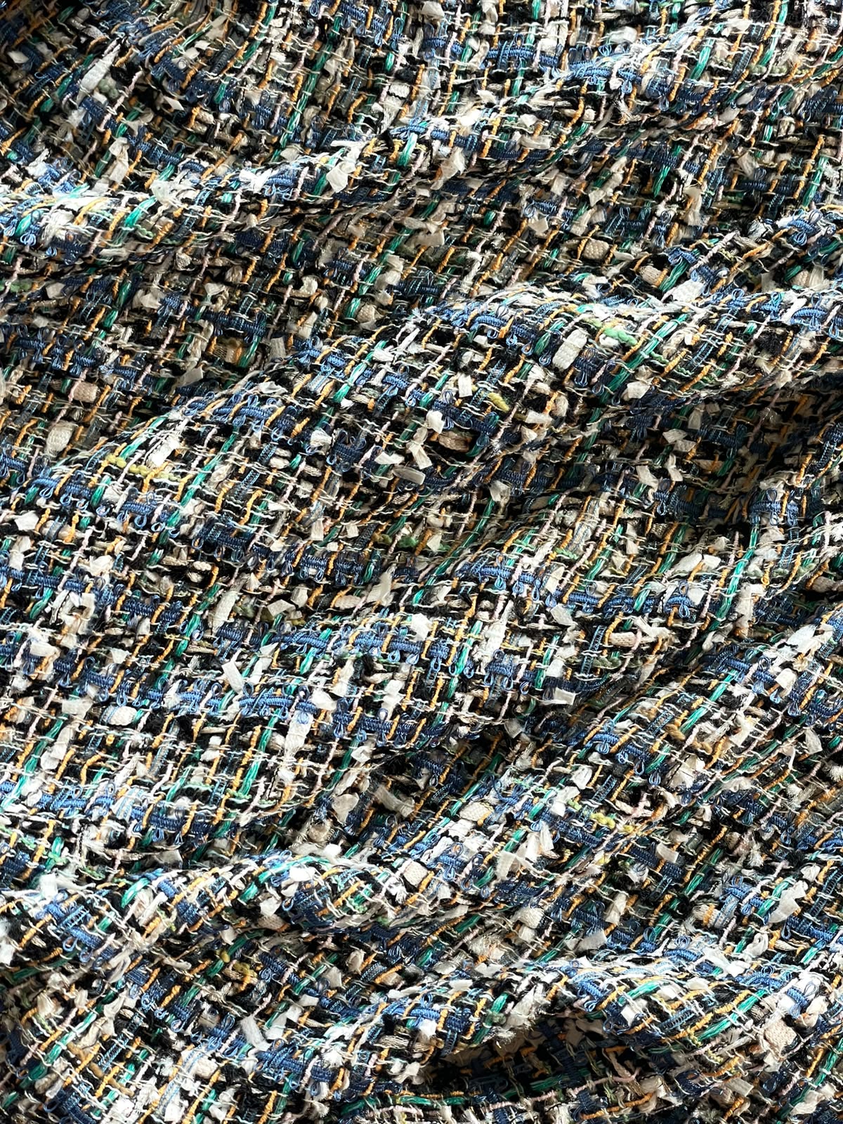 Stofa fantezie cu fir discret de lurex, Bleu, Argintiu, Alb, Galben - imagine 2