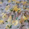 Broderie cu paiete pe tulle - design floral, Galben/Verde - imagine 4
