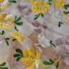Broderie cu paiete pe tulle - design floral, Galben/Verde - imagine 8