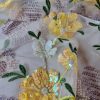 Broderie cu paiete pe tulle - design floral, Galben/Verde - imagine 7