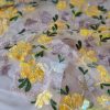 Broderie cu paiete pe tulle - design floral, Galben/Verde - imagine 6