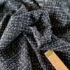 Stofa fantezie cu fir auriu în carouri și micropaiete aurii, Negru - imagine 3