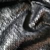 Tesatura cu paiete reversibile pe tulle elastic - design Snake skin, Negru - imagine 2