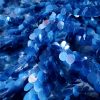 Tesatura plina cu paiete mari translucide pe suport de tulle elastic, Bleumarin/Albastru - imagine 2
